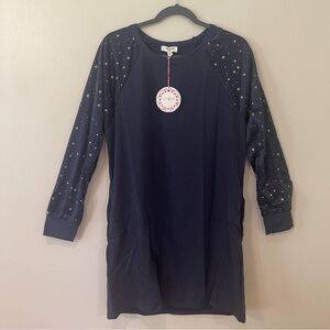 Umgee Navy Dress with Starry Sleeves